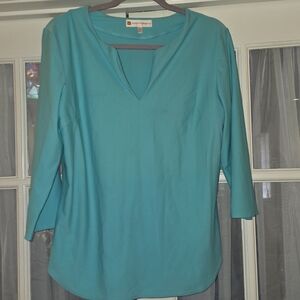 Jude Connally Turquoise V-Neck Blouse